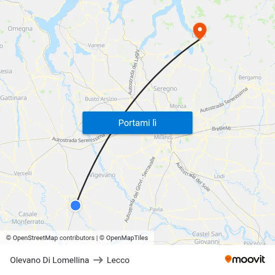 Olevano Di Lomellina to Lecco map