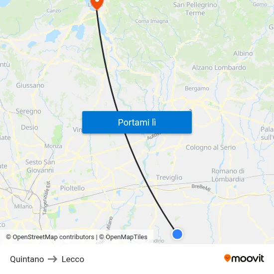 Quintano to Lecco map