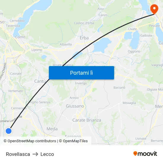Rovellasca to Lecco map
