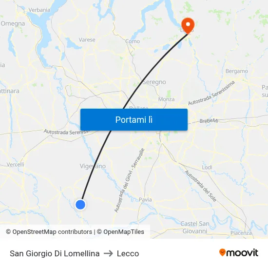 San Giorgio Di Lomellina to Lecco map