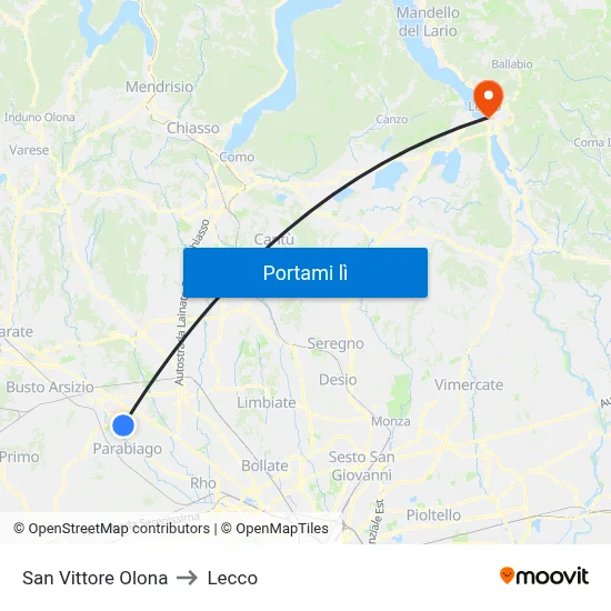 San Vittore Olona to Lecco map