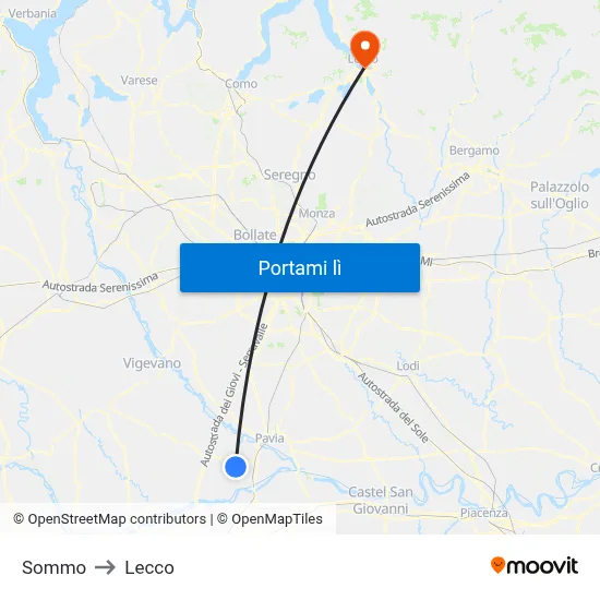 Sommo to Lecco map