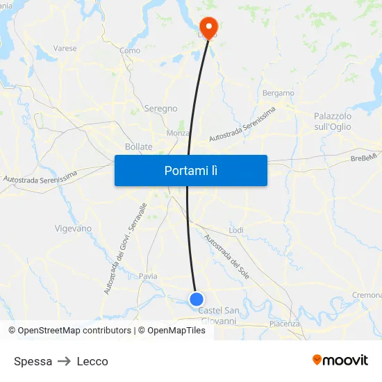 Spessa to Lecco map