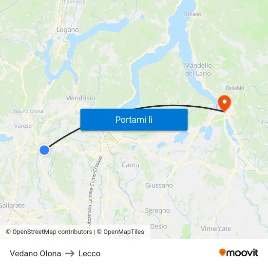 Vedano Olona to Lecco map