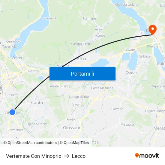Vertemate Con Minoprio to Lecco map