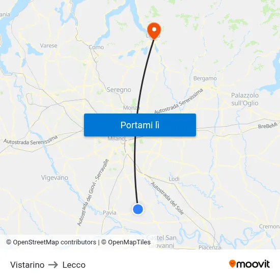 Vistarino to Lecco map