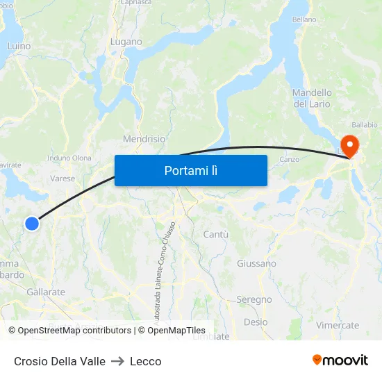 Crosio Della Valle to Lecco map