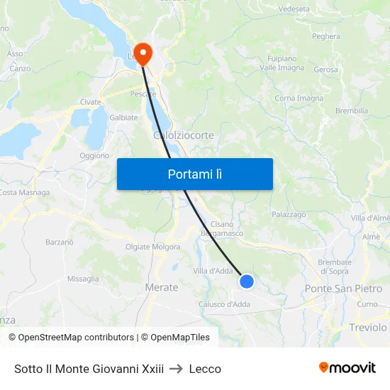 Sotto Il Monte Giovanni Xxiii to Lecco map