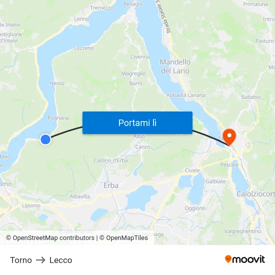 Torno to Lecco map