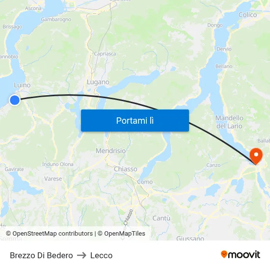 Brezzo Di Bedero to Lecco map