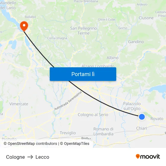 Cologne to Lecco map