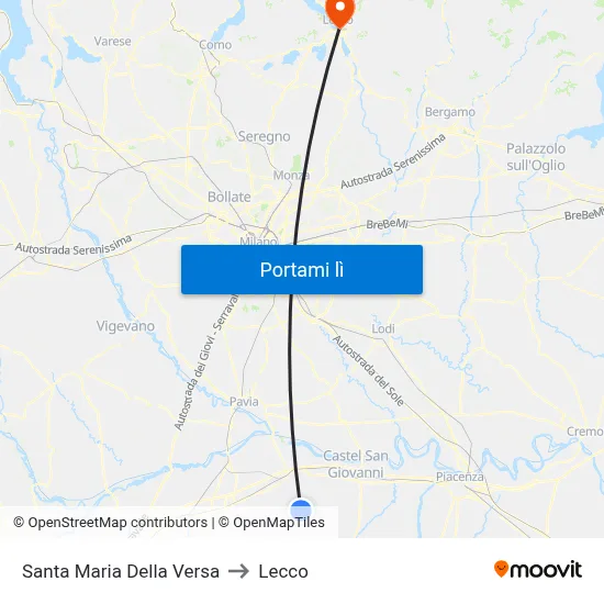 Santa Maria Della Versa to Lecco map