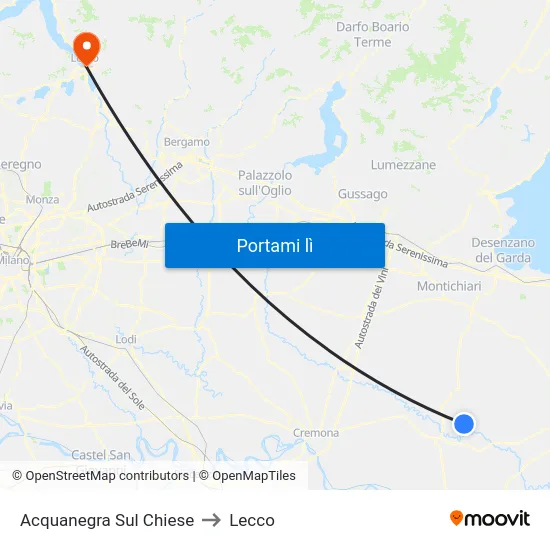 Acquanegra Sul Chiese to Lecco map