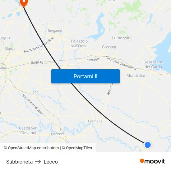 Sabbioneta to Lecco map