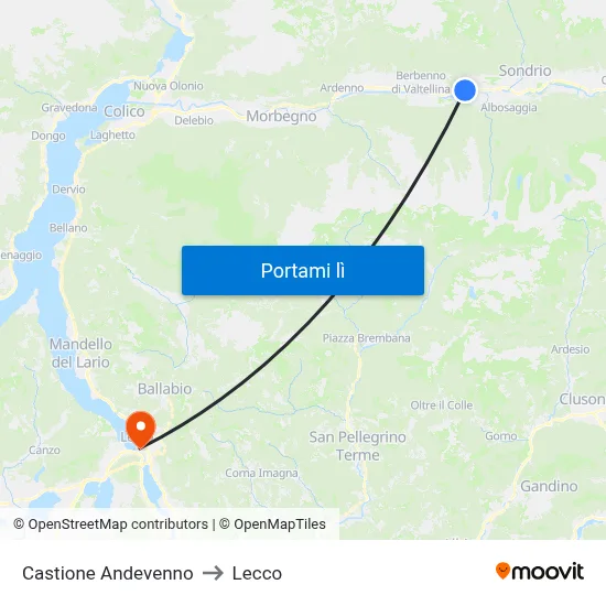 Castione Andevenno to Lecco map