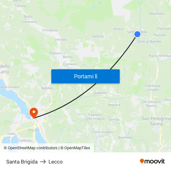 Santa Brigida to Lecco map