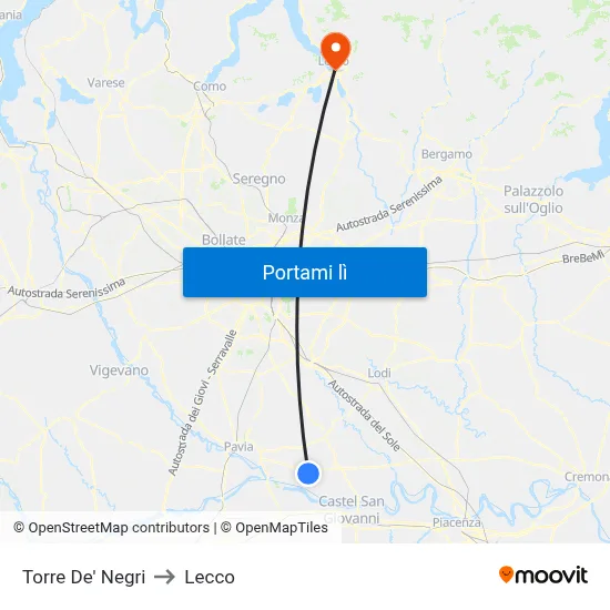 Torre De' Negri to Lecco map
