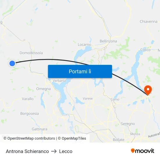 Antrona Schieranco to Lecco map