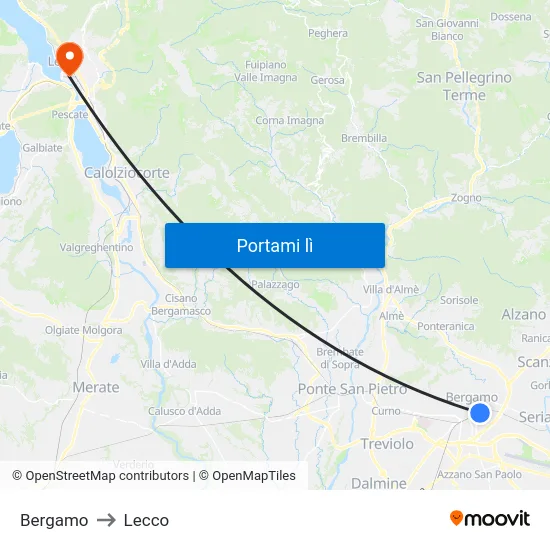 Bergamo to Lecco map