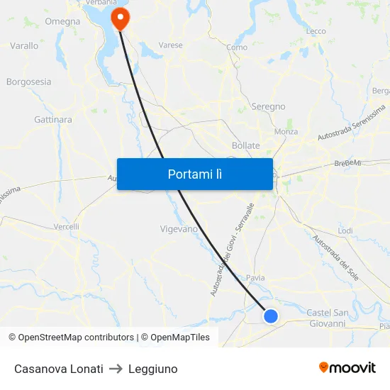 Casanova Lonati to Leggiuno map
