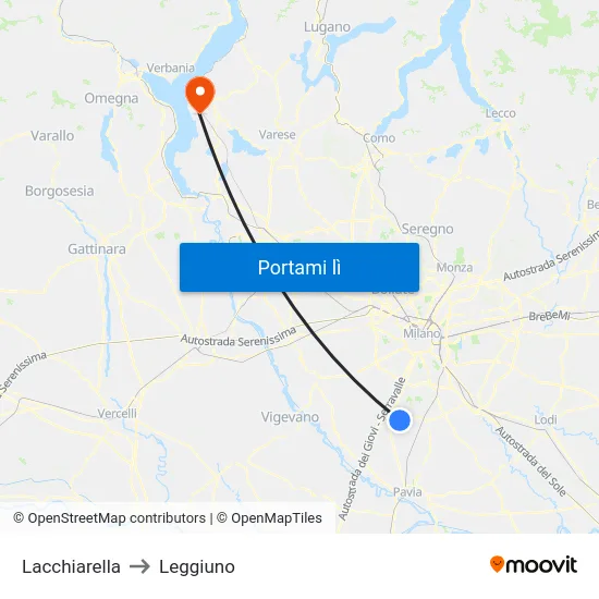 Lacchiarella to Leggiuno map