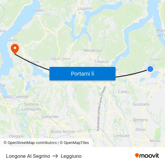 Longone Al Segrino to Leggiuno map