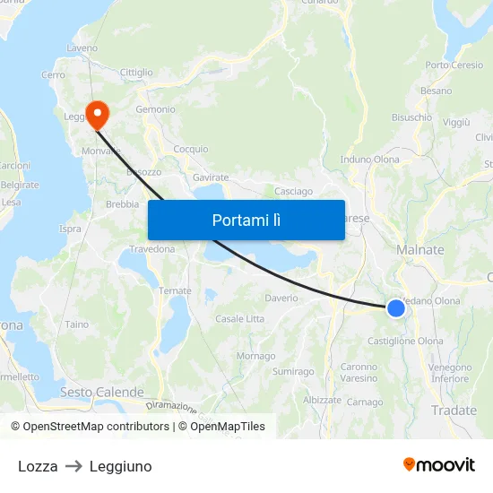 Lozza to Leggiuno map