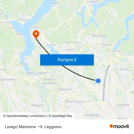 Lurago Marinone to Leggiuno map