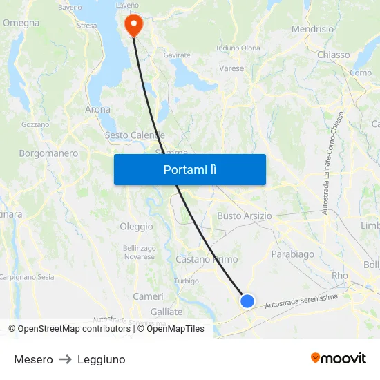 Mesero to Leggiuno map
