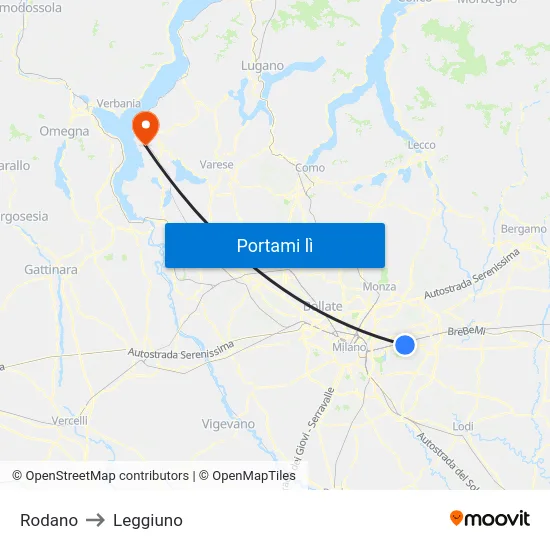Rodano to Leggiuno map