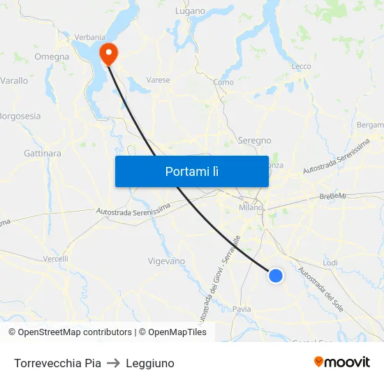Torrevecchia Pia to Leggiuno map