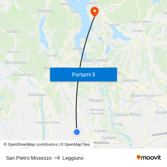 San Pietro Mosezzo to Leggiuno map