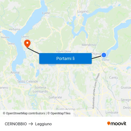 CERNOBBIO to Leggiuno map
