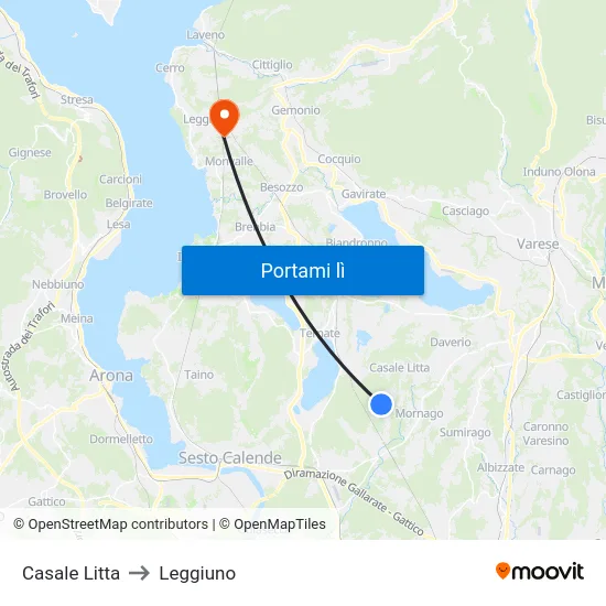 Casale Litta to Leggiuno map
