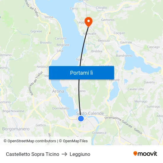 Castelletto Sopra Ticino to Leggiuno map