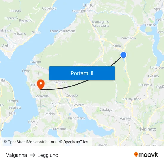 Valganna to Leggiuno map