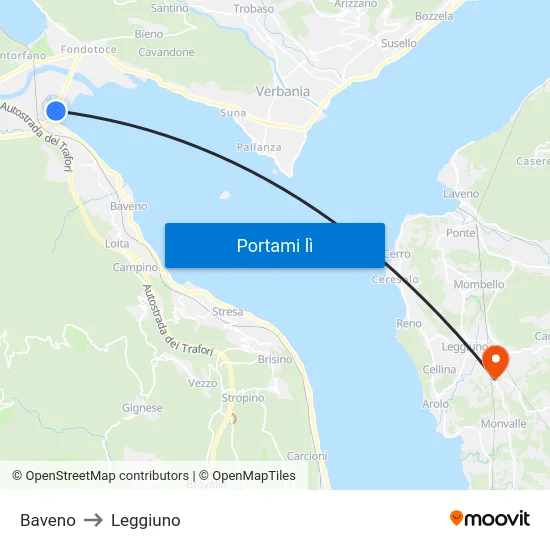 Baveno to Leggiuno map