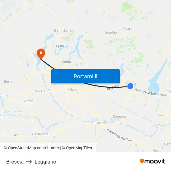 Brescia to Leggiuno map