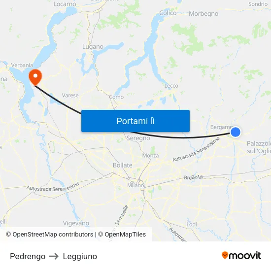 Pedrengo to Leggiuno map