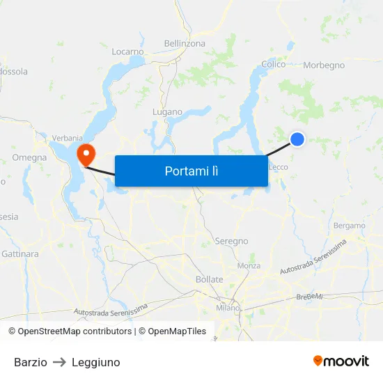 Barzio to Leggiuno map