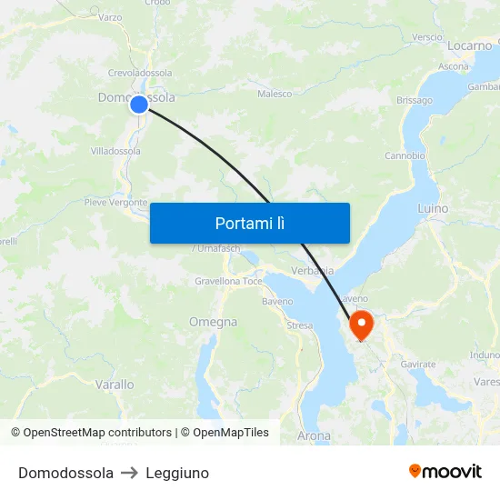 Domodossola to Leggiuno map