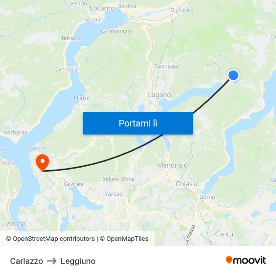 Carlazzo to Leggiuno map