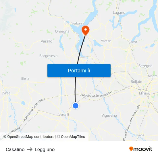 Casalino to Leggiuno map