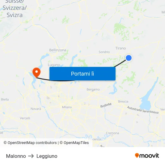 Malonno to Leggiuno map