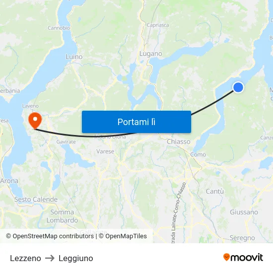 Lezzeno to Leggiuno map