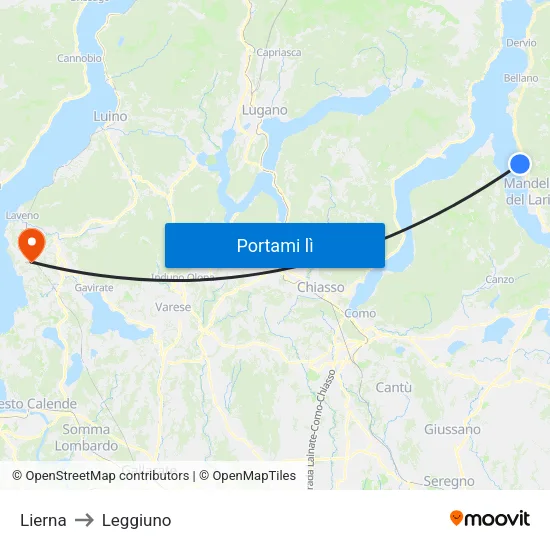 Lierna to Leggiuno map