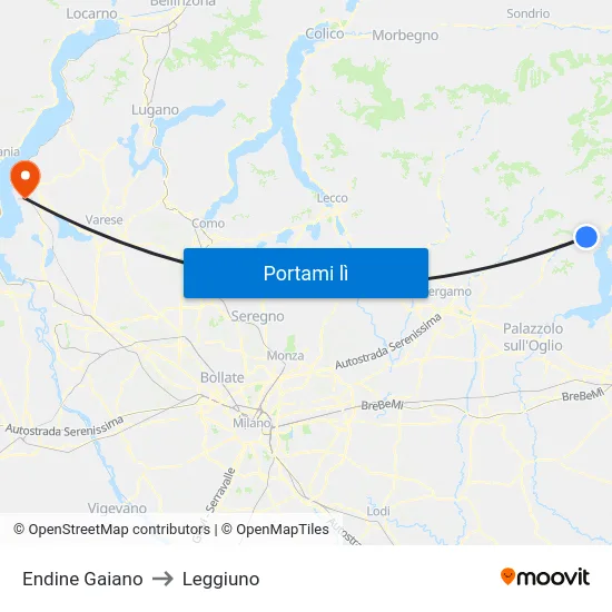 Endine Gaiano to Leggiuno map