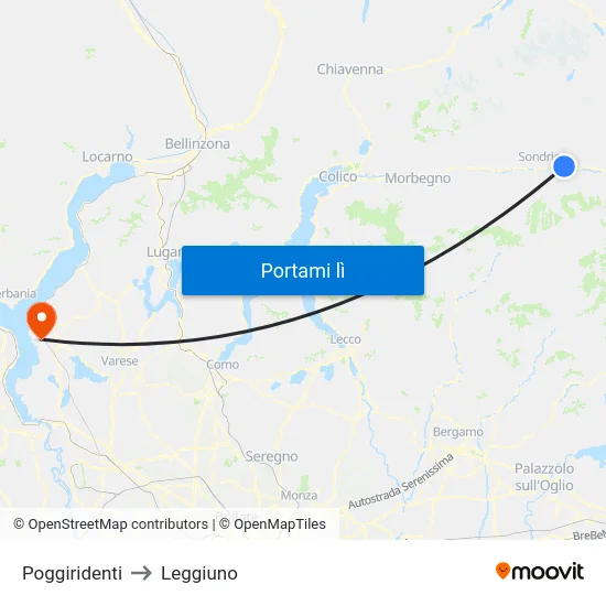 Poggiridenti to Leggiuno map