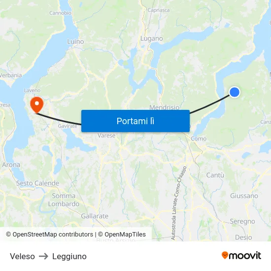 Veleso to Leggiuno map