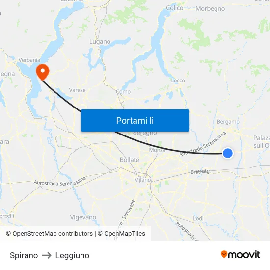 Spirano to Leggiuno map